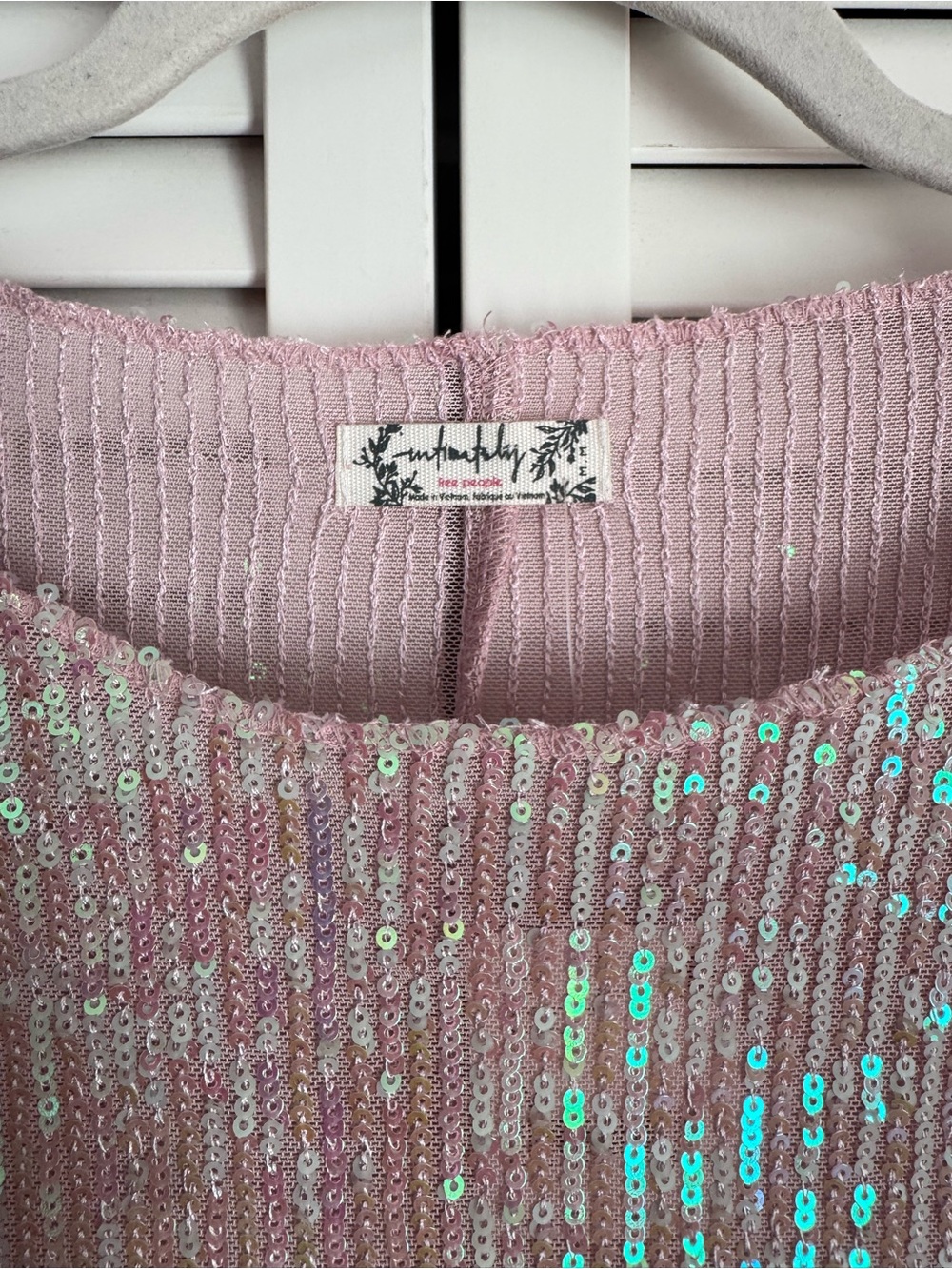 Free People Intimately Gold Rush Sequins Top Champagne Float Medium NWT - Picture 5 of 12